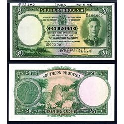 Southern Rhodesia, 1939-52 Issue Specimen Banknote.
