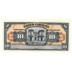 Banco Caracas, 1928 Issue Proof Banknote.