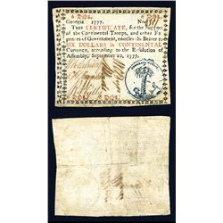 Georgia Colonial “Resolution of September 10, 1777” Issue Banknote.