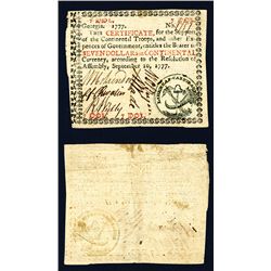 Georgia Colonial “Resolution of September 10, 1777” Issue Banknote.