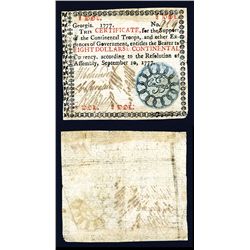 Georgia Colonial “Resolution of September 10, 1777” Issue Banknote.