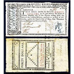 Georgia Colonial 1778 “Bill of Credit” Issue Banknote.