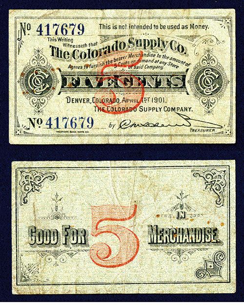 Colorado Supply Co., 1901 Issued Scrip Note. - Archives International ...