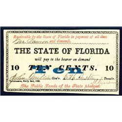 State of Florida, 1863 Issue Banknote.