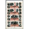 Image 1 : Corn Exchange Bank, 1860 Uncut Partially Issued Obsolete Sheet of 4 In Orange-red.