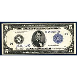 U.S. Federal Reserve Note, NY, $5, Series of 1914, Issued Banknote.
