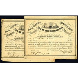 Confederate Bond, Act of February 17, 1864, Lot of 2.