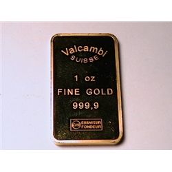 One Ounce of Fine Gold .999 "Valcambi Suisse "