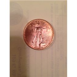 1910 $20 GOLD ST GAUDENS COIN, AU-58