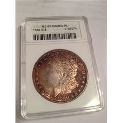 1880-S SILVER MORGAN DOLLAR ANACS MS-65 CAMEO PL