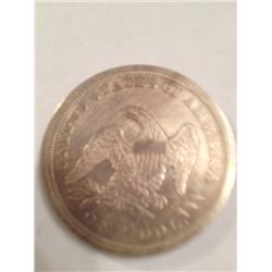 1850 SEATED LIBERTY SILVER DOLLAR, XF