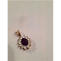 3/4 DIAMOND WITH AMETHYST PENDANT, 2.9 GRAMS 14K GOLD