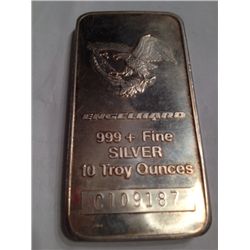 10 OZ .999 PURE SILVER SUNSHINE BAR