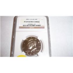 2001-S NGC Graded PF-69 Kennedy Half Dollar