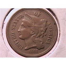 1868 Three Cent Nickel VF20