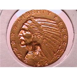 1912 $5 Gold Indian VF20