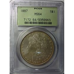1887 MORGAN DOLLAR PCGS MS-64 GREEN LABEL