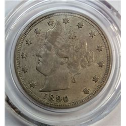 1890 LIBERTY NICKEL AU+ ORIGINAL