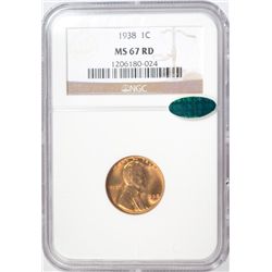 1938  Lincoln penny NGC67 RED  PCGS price guide $250
