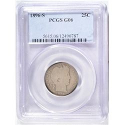 1896-S BARBER QUARTER PCGS GOOD 6. LOW MINTAGE KEY DATE COIN