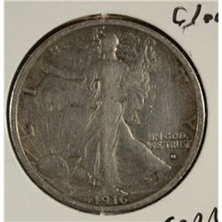 1916-S WALKING LIBERTY HALF DOLLAR VF CLEANED