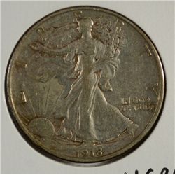 1918-S WALKING LIBERTY HALF DOLLAR XF