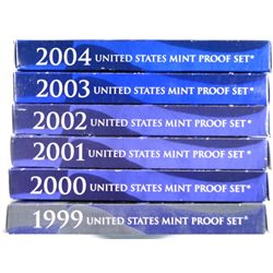 1999 THRU 2004 U.S. CLAD PROOF SETS ALL IN NICE ORIGINAL MINT PACKAGING