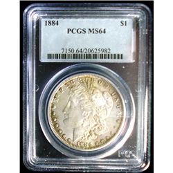 1884 MORGAN SILVER DOLLAR, PCGS MS64