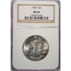 1945 WALKING LIBERTY HALF DOLLAR NGC MS66 BLAZER!