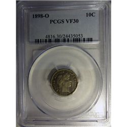 1898-O BARBER DIME PCGS VF-XF30 RARE!