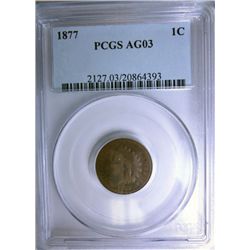 1877 INDIAN ONE CENT PCGS AG3