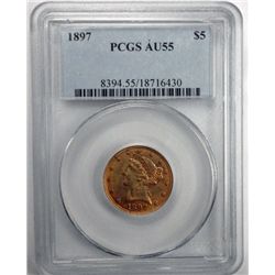 1897 $5  GOLD PCGS55