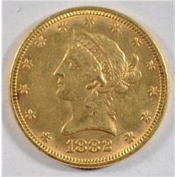 1882 $10 Gold  Eagle  AU  est $850-$875