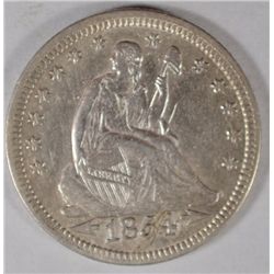 1854 SEATED LIBERTY QUARTER AU+