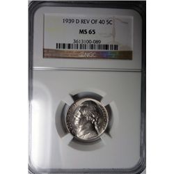 1939-D REVERSE OF 40 JEFFERSON NICKEL NGC MS65
