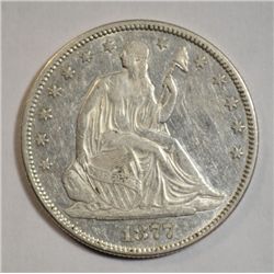 1877 Seated Liberty Half Dollar AU-53