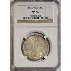 1936 York Commemorative Half Dollar NGC MS-66 Super!