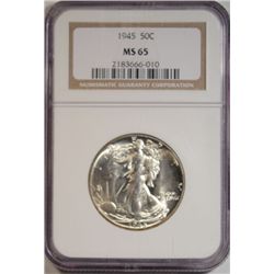 1945 Walking Liberty Half Dollar NGC MS-65