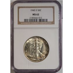 1945-S Walking Liberty Half Dollar NGC MS-62