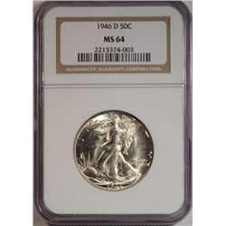 1946-D Walking Liberty Half Dollar NGC MS-64