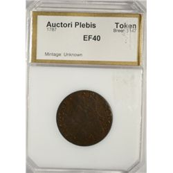 1787 AUCTORI PLEBIS TOKEN BREEN 1147 PCI EF-40