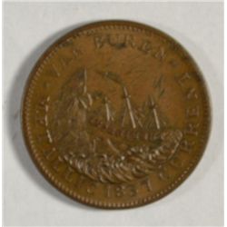 Hard Times Token 1841/1937 Webster Credit Currency Choice Brown  Unc  63