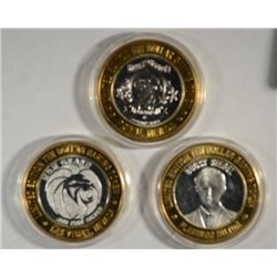 ( 3 ) THREE COLLECTABLE SILVER LAS VEGAS CASINO TOKENS