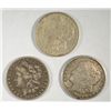 Image 1 : ( 3 ) THREE CIRCULATED MORGAN SILVER  DOLLARS