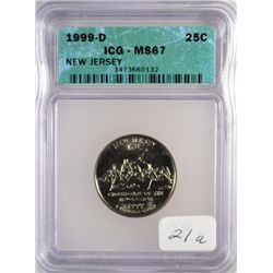 STATE QUARTER 1999 NEW JERSEY ICG MS-67