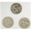 Image 2 : 3 SEATED LIBERTY QUARTERS 1876, 77, 54. ALL LOW GRADE BUT WITH READABLE DATES