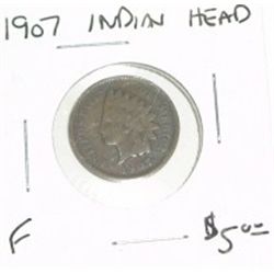 1907 INDIAN HEAD PENNY RED BOOK VALUE IS $5.00 *NICE COIN - FINE GRADE*!!