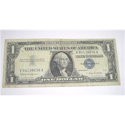 1957 B SERIES $1 SILVER CERTIFICATE BILL SERIAL # V84136636A *PLEASE LOOK AT PIC TO DETERMINE GRADE*