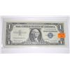 Image 1 : 1957 B SERIES $1 SILVER CERTIFICATE BILL SERIAL # T64294845A *EXTREMELY RARE AU HIGH GRADE*!!