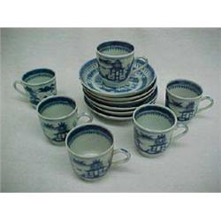 Six Chinese Export Nanking Demitasse Cups & Saucers